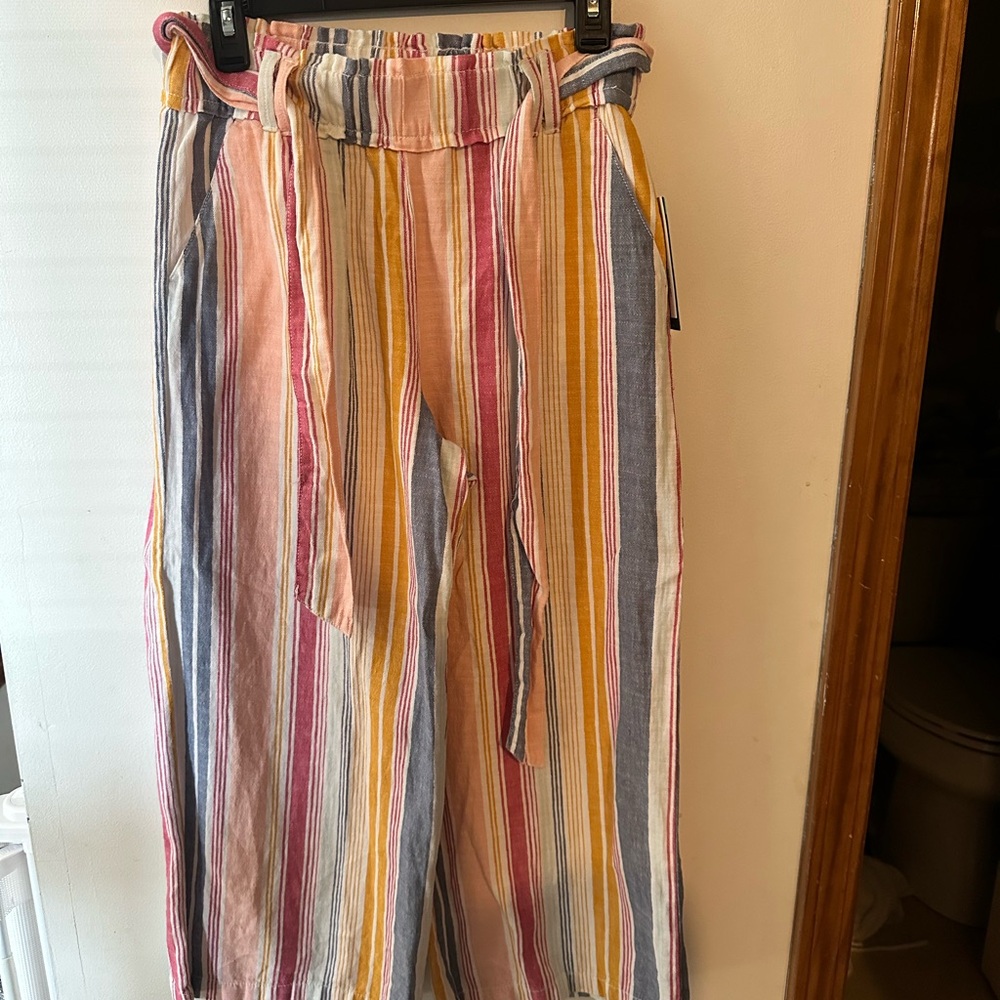 a.n.a Pink and Yellow Wide Leg Pants
